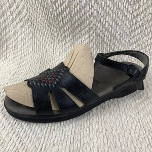 SAS San Antonio Shoemakers Black Leather Sandals Womens 8.5 Tripad Comfort 8 1/2